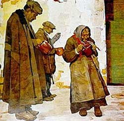 La minestra dei poveri - Olio DI EMO CURUGNANI (1883/1976)